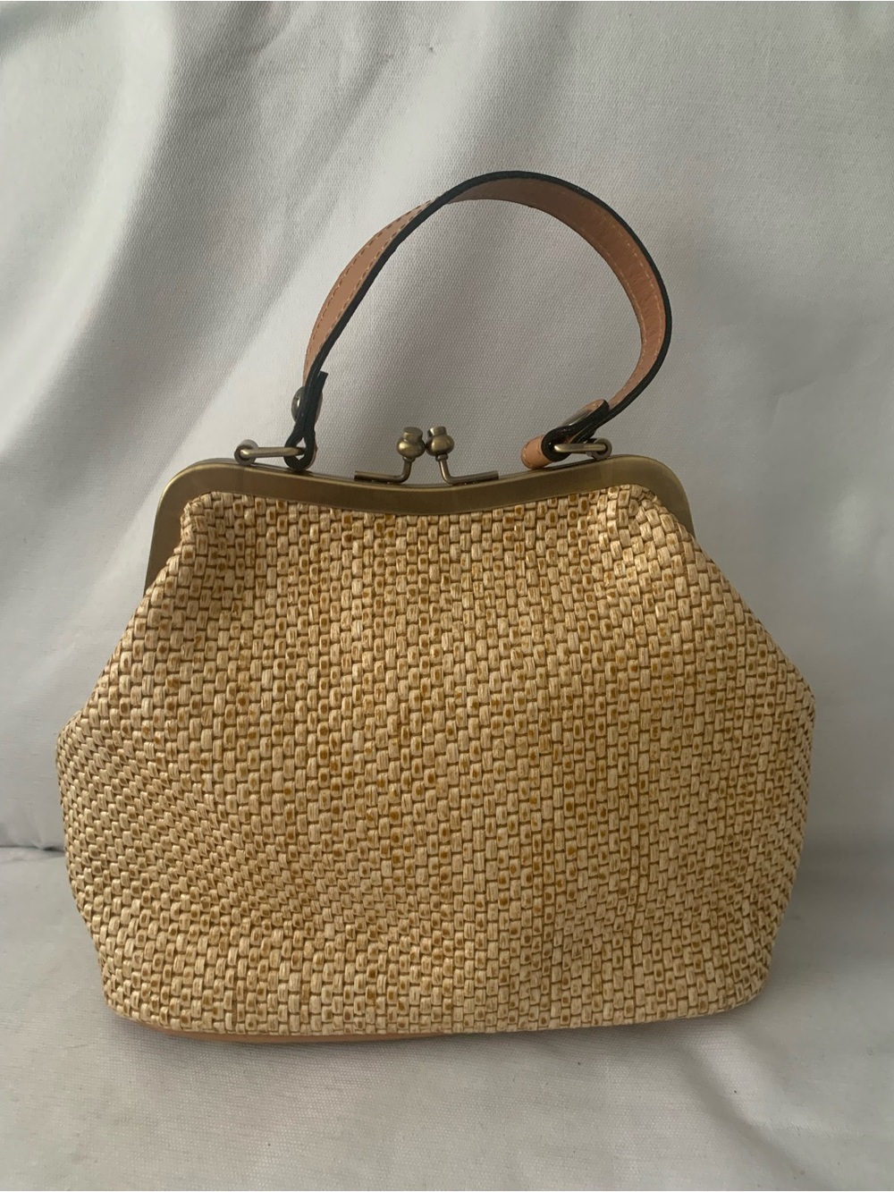 Patricia Nash Laureana Frame Satchel Straw Bag Rattan Style Clutch Pockets Scarf - Picture 6 of 11